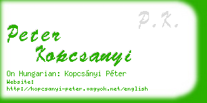 peter kopcsanyi business card
