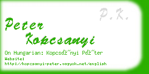 peter kopcsanyi business card